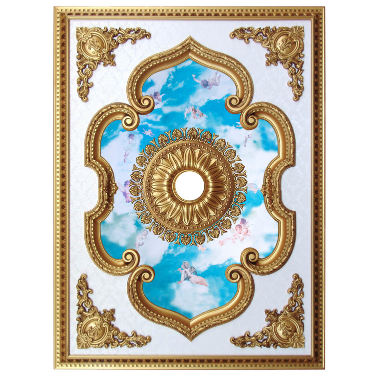 Grand Antique Gold and White Fiberglass Ceiling Medallion
