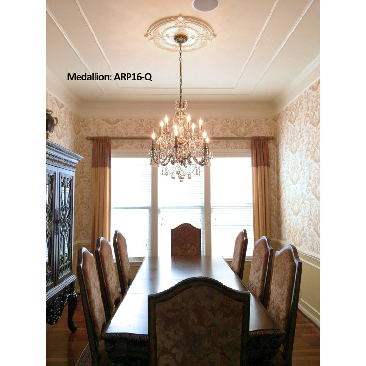 Antique Gold Round Polyurethane Ceiling Medallion with Carved Roses