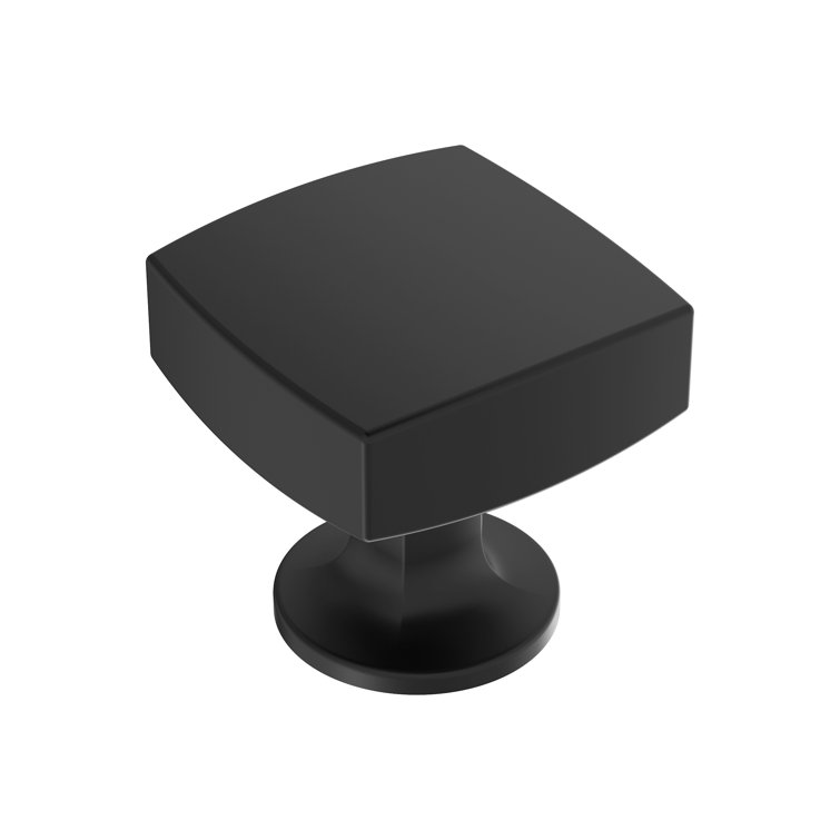 Everett 1-1/4 inch Matte Black Square Cabinet Knob with Mounting Hardware