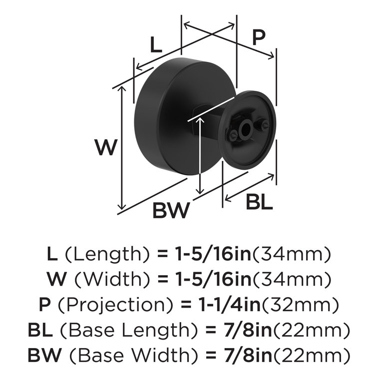 Matte Black Round Modern Cabinet Knob with Mounting Hardware