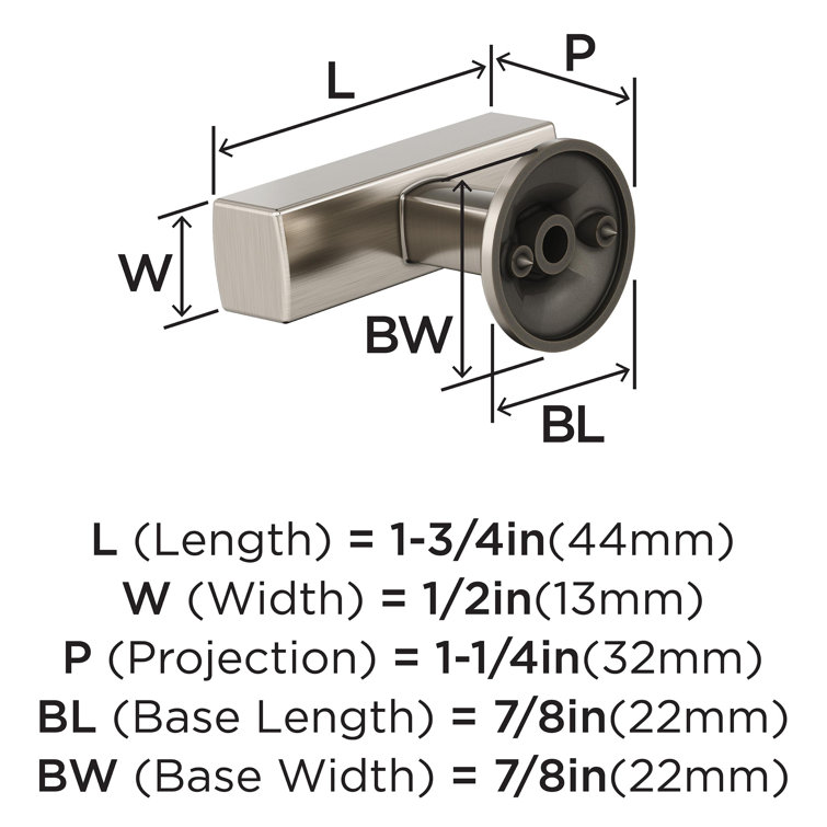 Everett 1-1/4 Inch Satin Nickel Square Cabinet Knob