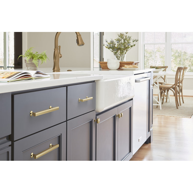 Golden Champagne Round Modern Cabinet Knob with Mounting Hardware
