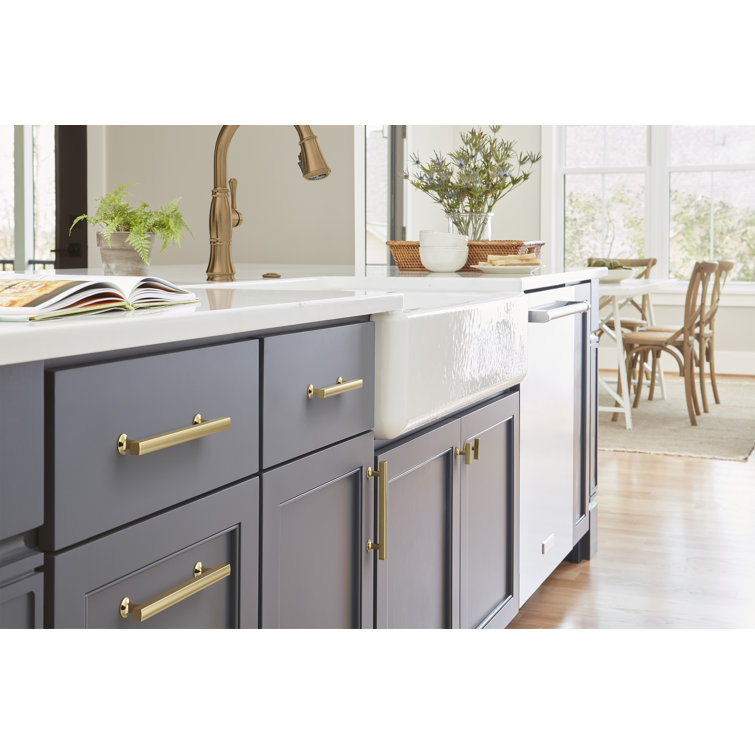Golden Champagne Round Modern Cabinet Knob with Mounting Hardware