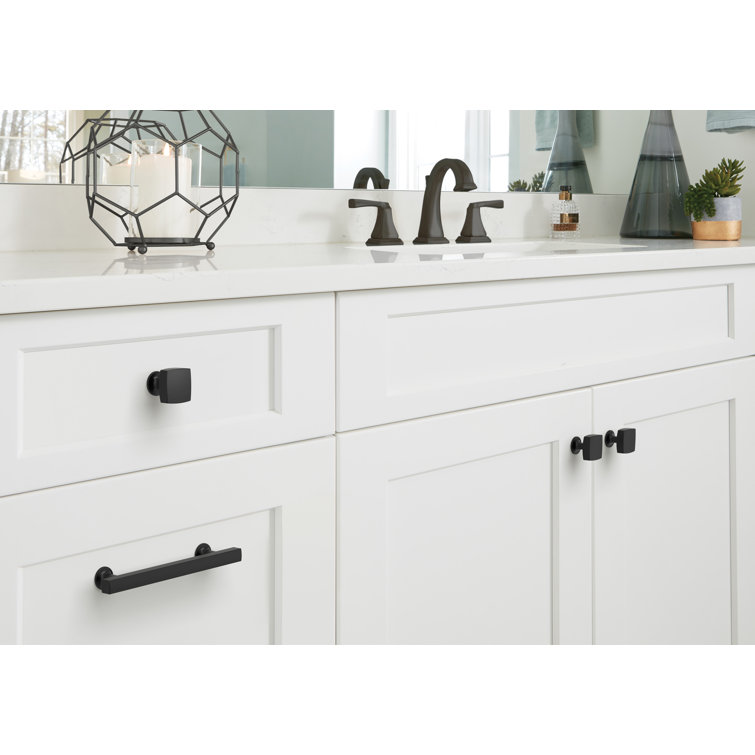 Everett 1-1/4 inch Matte Black Square Cabinet Knob with Mounting Hardware