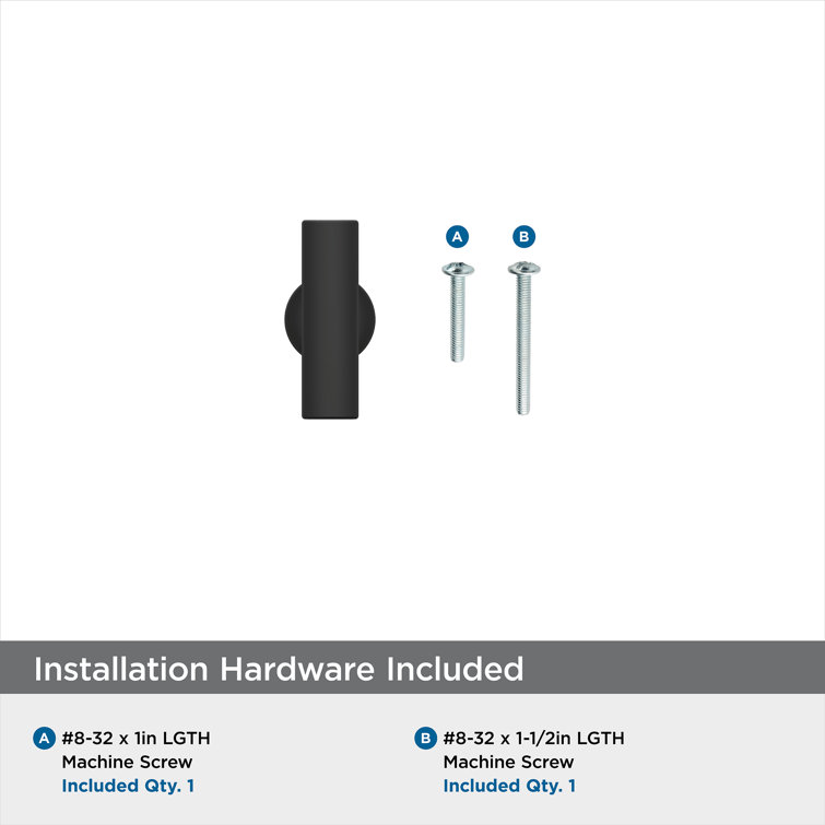 Matte Black Round Modern Cabinet Knob with Mounting Hardware