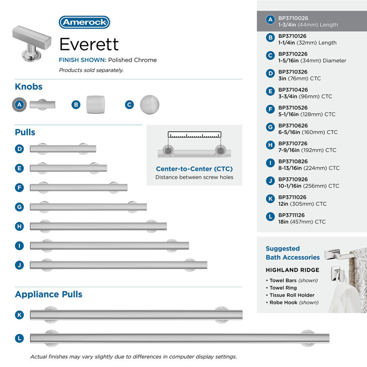 Everett 1-5/16" Polished Chrome Round Cabinet Knob