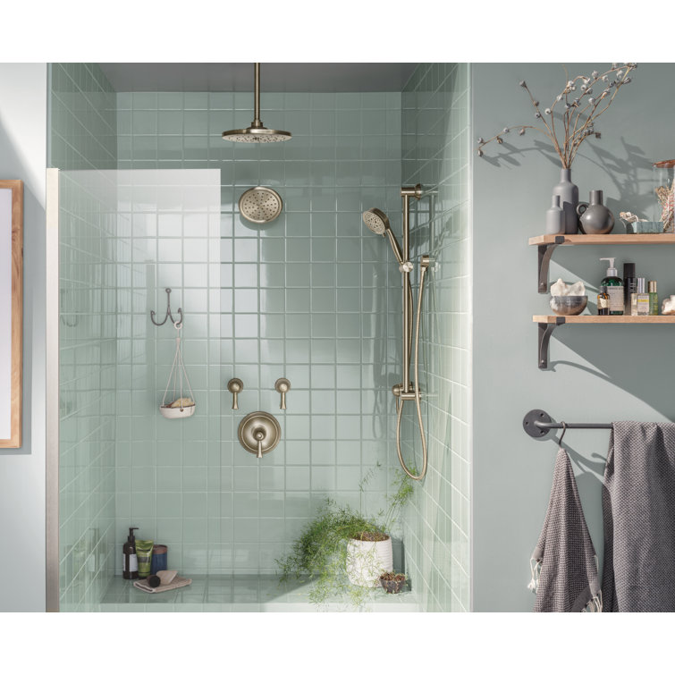 Brushed Nickel Handheld Showerhead with Adjustable Slide Bar