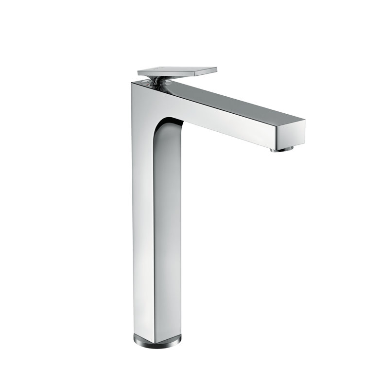Chrome Single Hole Vessel Faucet with Drain Assembly