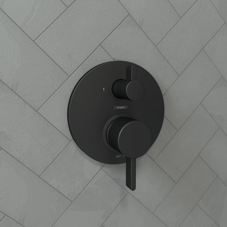 Matte Black Wall-Mounted Lever Shower Valve Trim