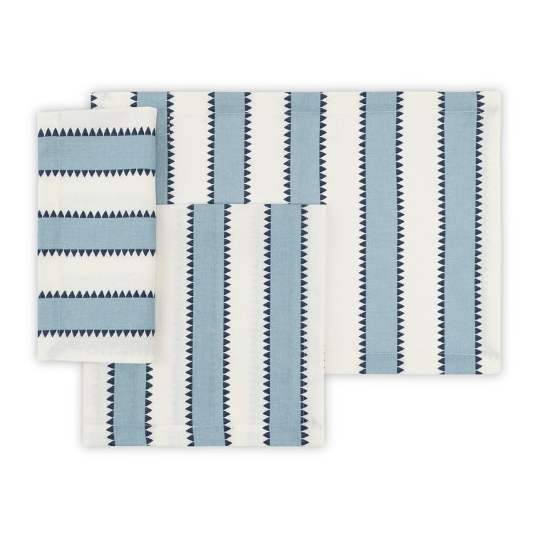 Sky Blue Stripe Linen Placemats Set of 3