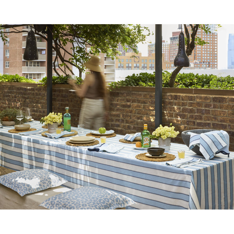 Sky Blue Stripe Linen Placemats Set of 3