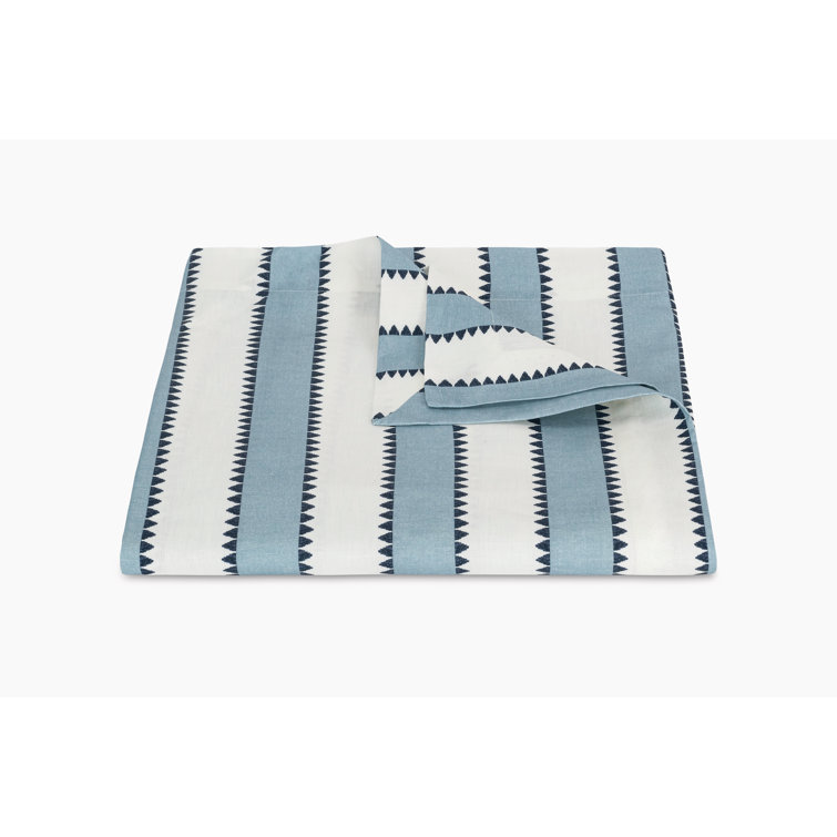 Geometric Blue and White Round Fabric Tablecloth