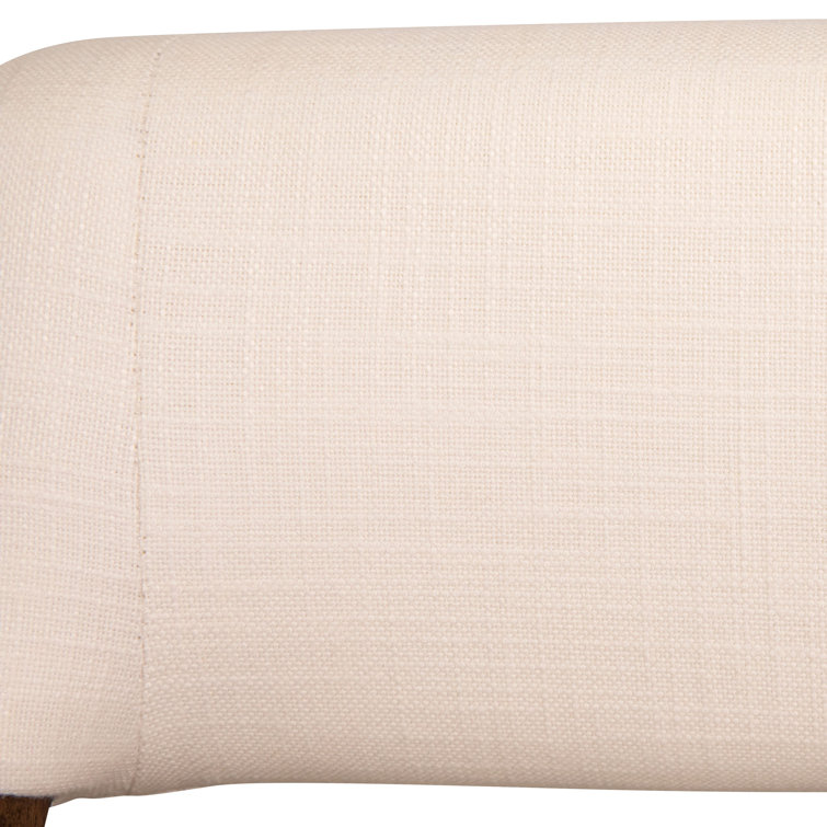 Sorrento Medium Brown Rubberwood Arm Chair with White Linen Upholstery