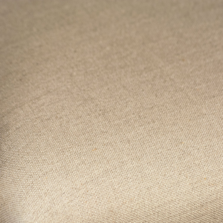 Beige Linen Upholstered Arm Chair with Wood Frame