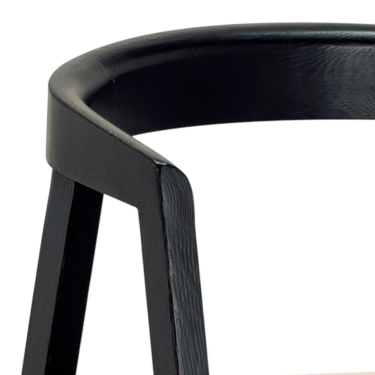 Eloise Matte Black Oak Wood Arm Chair with Light Taupe Linen Upholstery