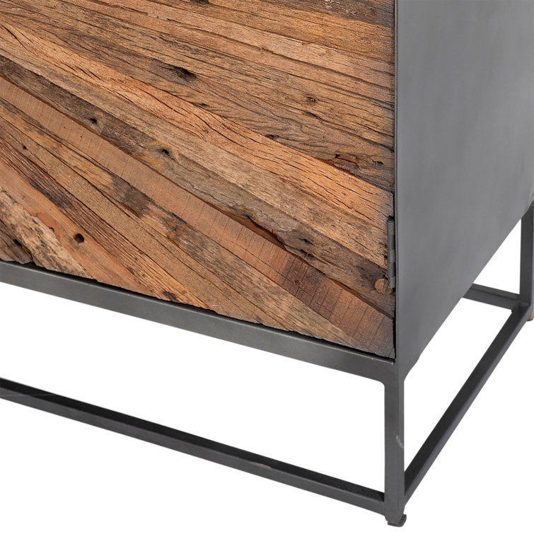 Hasse 59-Inch Gunmetal Steel and Reclaimed Pine Sideboard