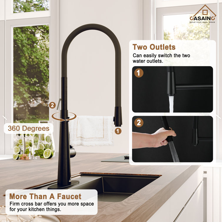 Matte Black Fireclay Farmhouse Kitchen Sink with Faucet