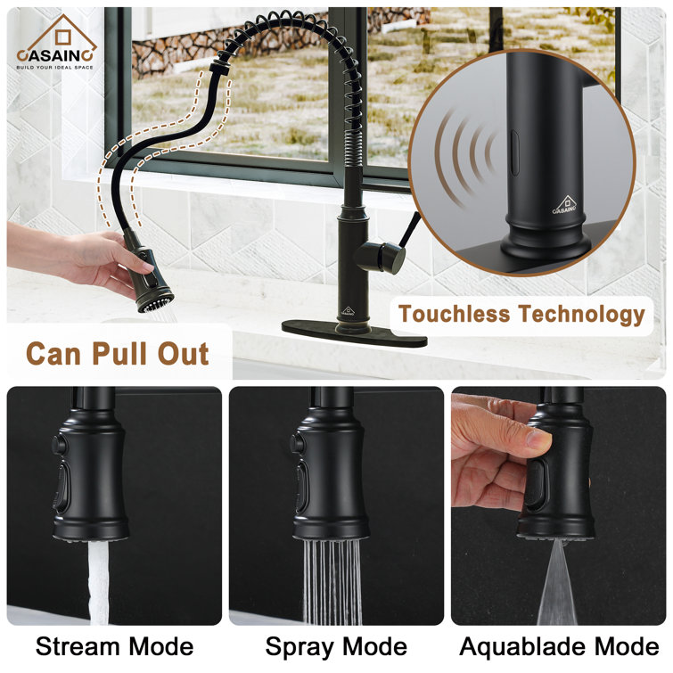 33" Black Fireclay Farmhouse Sink with Touchless Faucet