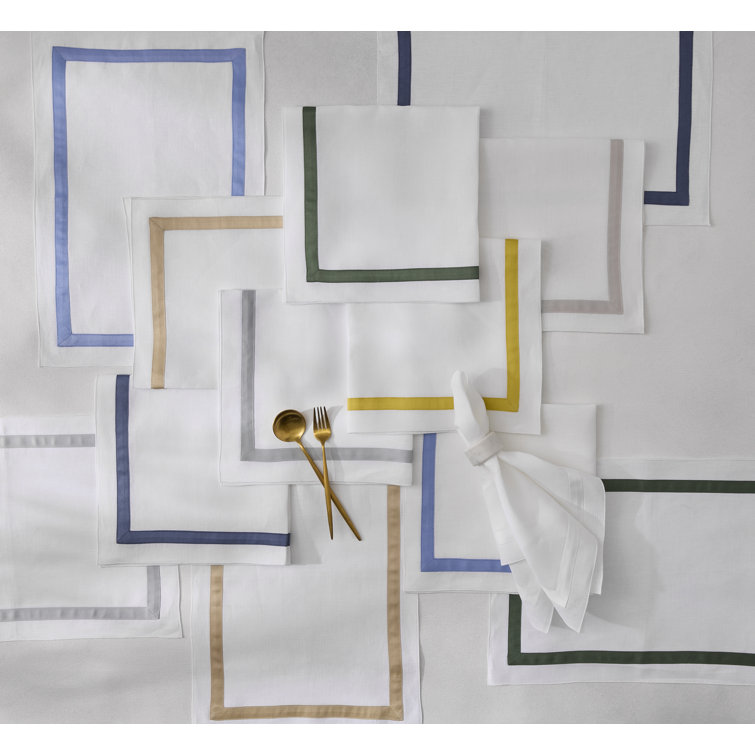 Lowell White and Pool Linen Placemat Set