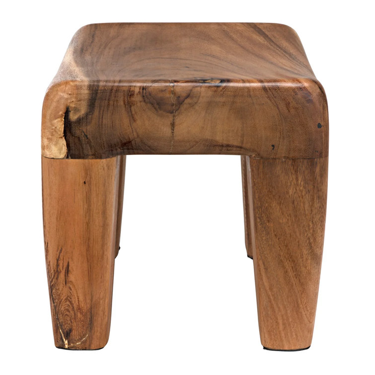 Medium Brown Solid Wood Modern Accent Stool
