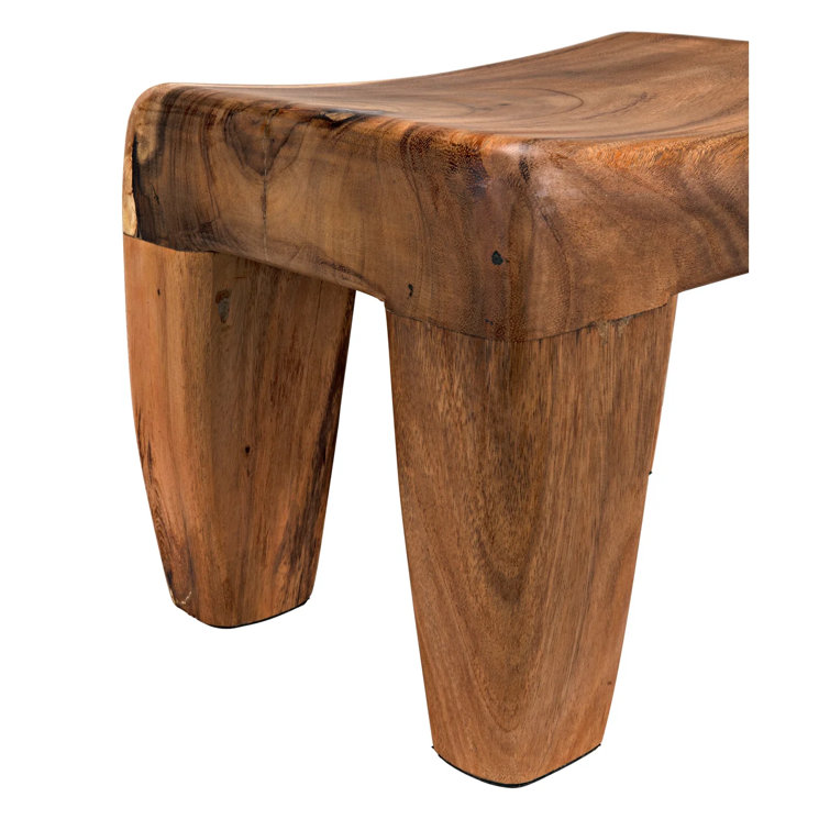 Medium Brown Solid Wood Modern Accent Stool