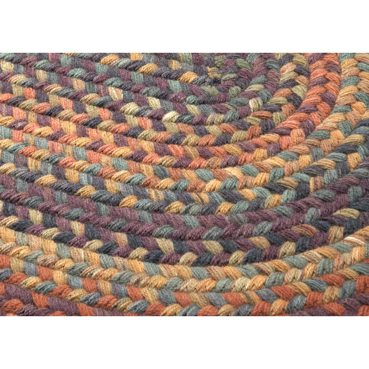 Rustic Multicolor Braided Wool Oval Runner Rug