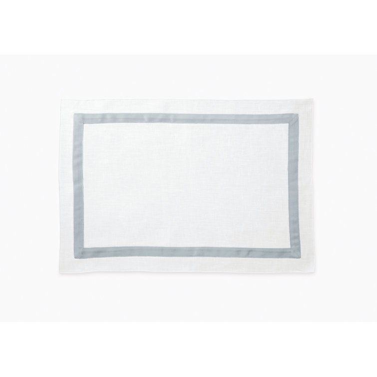 Lowell White and Pool Linen Placemat Set