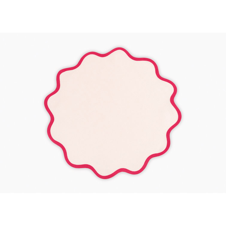 Pink and Azalea Scallop Edge Linen Circle Placemat