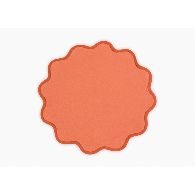 Carnelian and Persimmon Scallop Edge Linen Circle Placemat