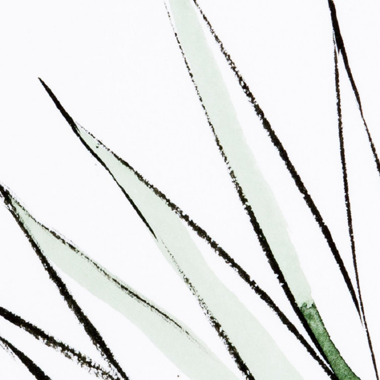 Minimalist Green Agave Print in Maple Frame, 39.5" x 39.5"