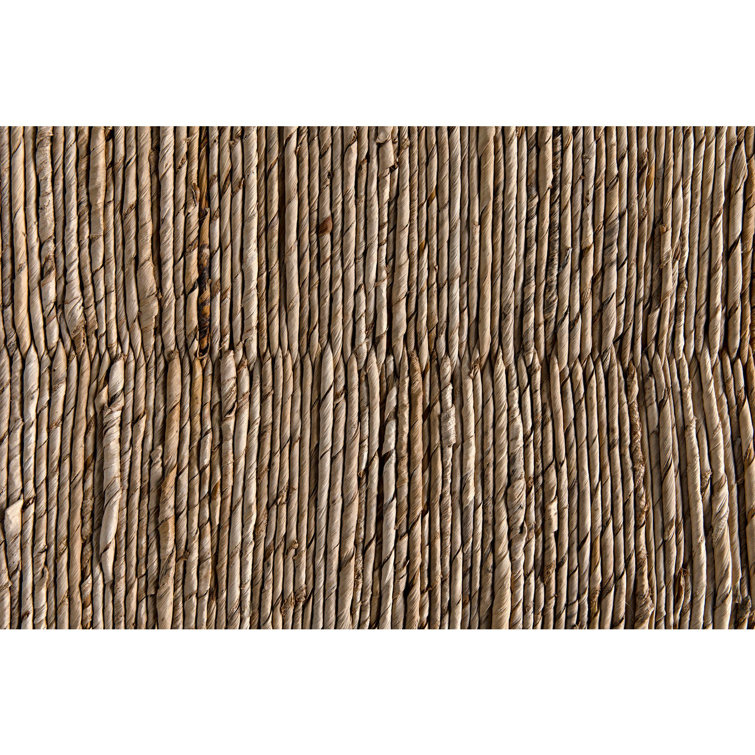 Teak and Rush Seagrass 47'' Bench with Storage - Natural