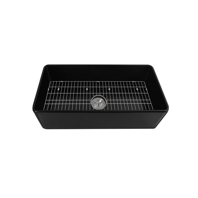 Black Fireclay 36" Single Bowl Farmhouse Kitchen Sink