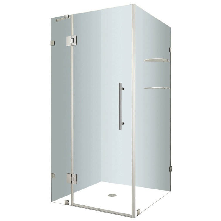 Avalux GS 48" x 72" Frameless Stainless Steel Hinged Shower Enclosure