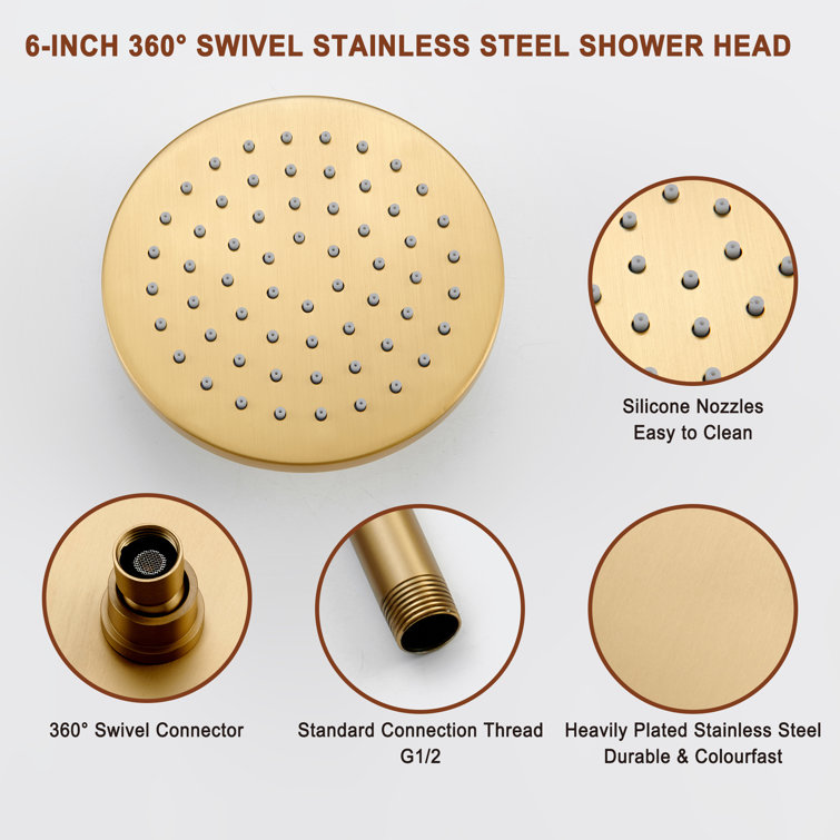 Brushed Gold Dual Rainfall Shower System with Handheld Spray