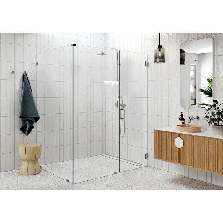 78" Frameless Clear Glass Shower Enclosure with Chrome Finish