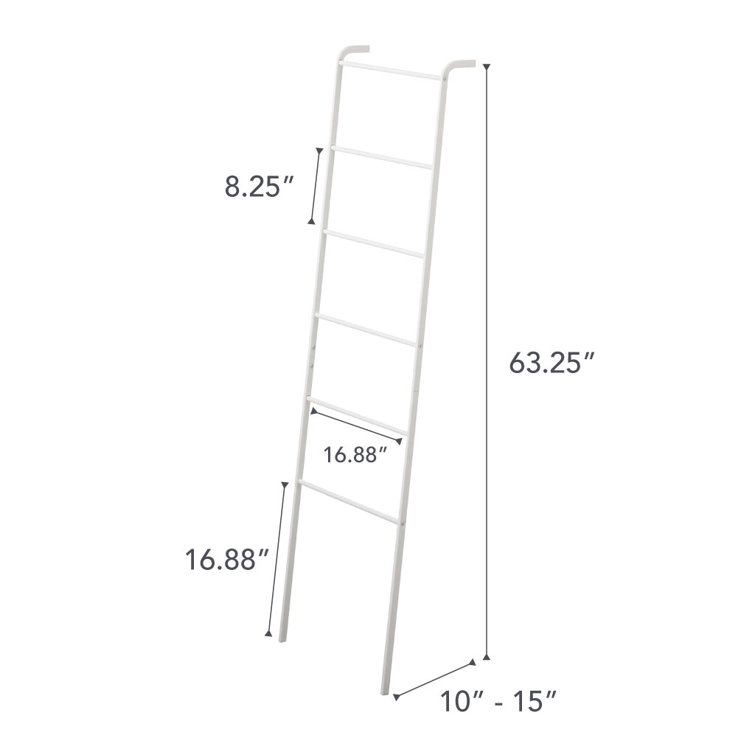 Slim Black Metal Leaning Ladder Hanger for Towels and Clothes