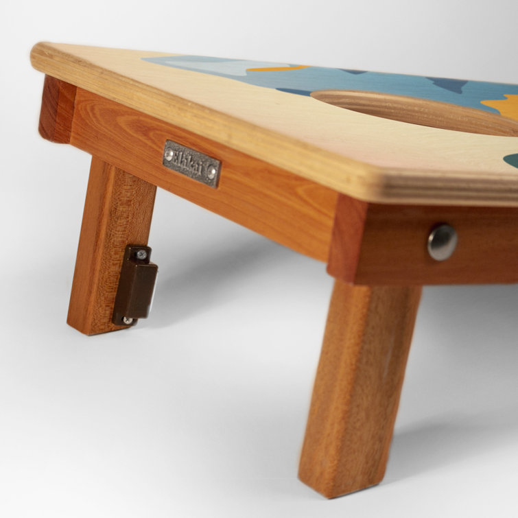 Mahogany and Plywood Foldable Cornhole Set with Mountain Design