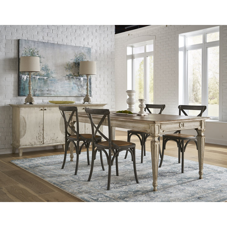 Gray Oak and Cane Cross Back Side Chair
