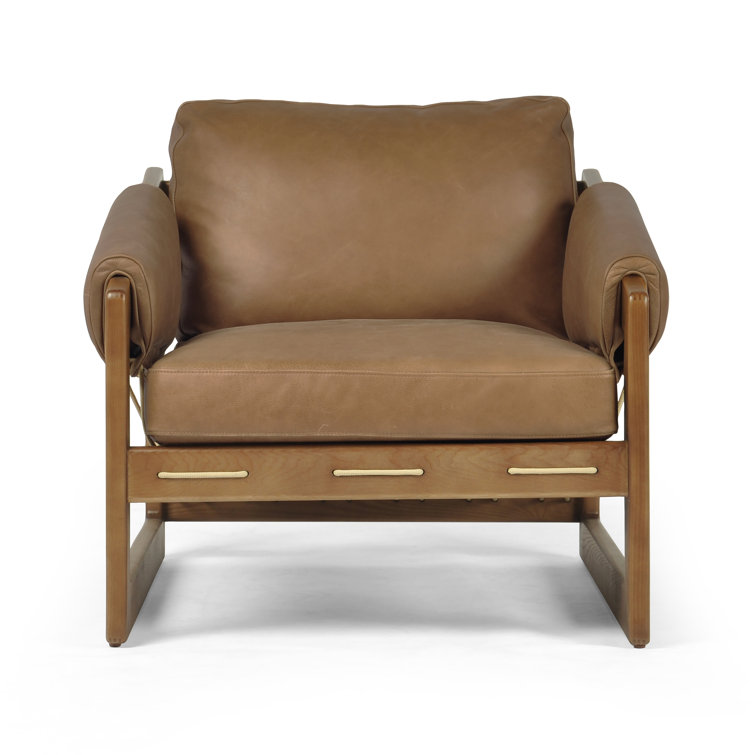 Palermo Cognac Leather and Wood Armchair