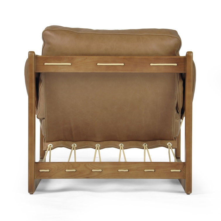 Palermo Cognac Leather and Wood Armchair