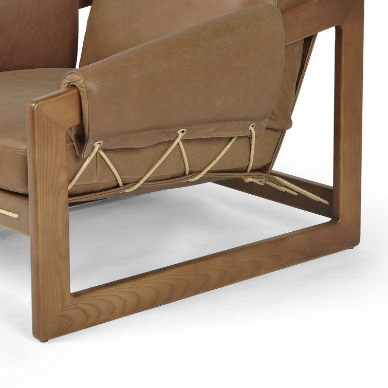 Palermo Cognac Leather and Wood Armchair
