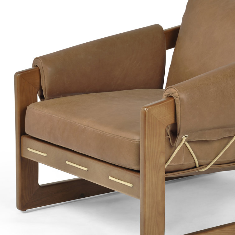 Palermo Cognac Leather and Wood Armchair