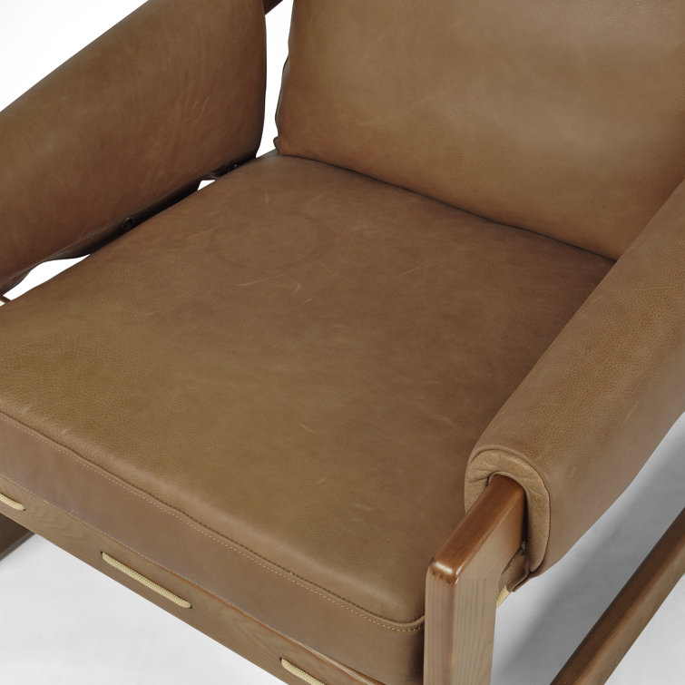 Palermo Cognac Leather and Wood Armchair