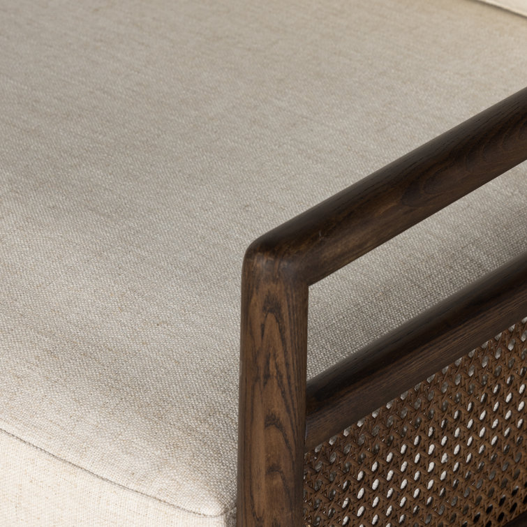 Alcala Cream Leather Armchair with Woven Cane Panels
