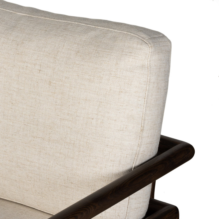 Alcala Cream Leather Armchair with Woven Cane Panels