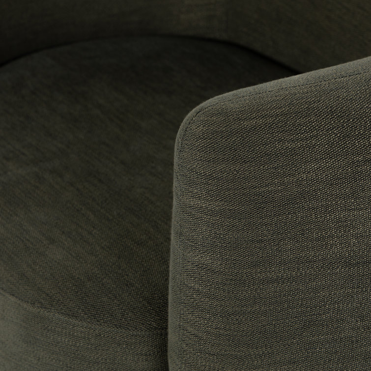 Atlantis Moss Tight-Tailored Swivel Club Chair with Oak Veneer Base