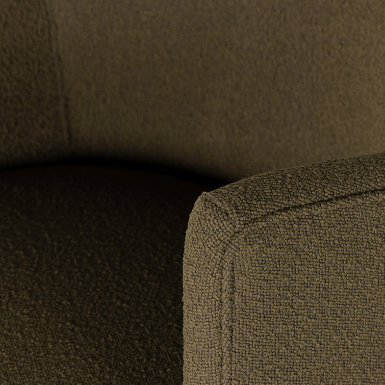 Knoll Natural Barrel Leather Swivel Chair with Wooden Base
