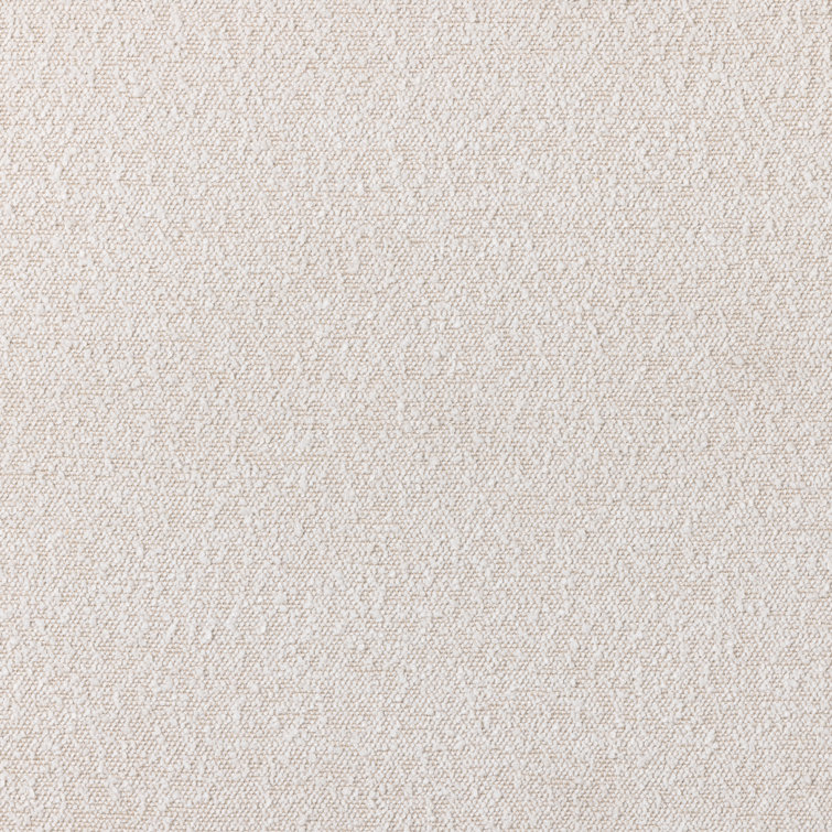 Cream Boucle Upholstered Oak Accent Chair with Brass Caps