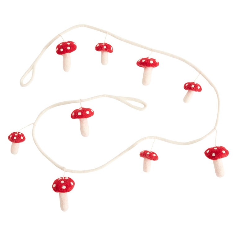 72'' Red and White Felt Mushroom Garland