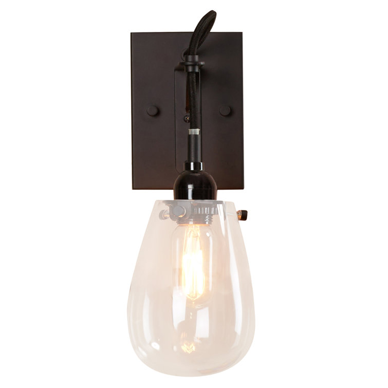 Chelsea Satin Black Direct Wired Sconce with Clear Glass Shade